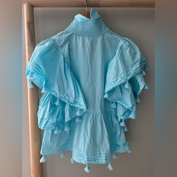 Hope for Flowers by Tracy Reese Pom Pom cotton pleated blouse sz small s - Picture 8 of 9